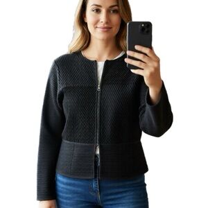 Emporio Armani Textured Black Bomber Jacket